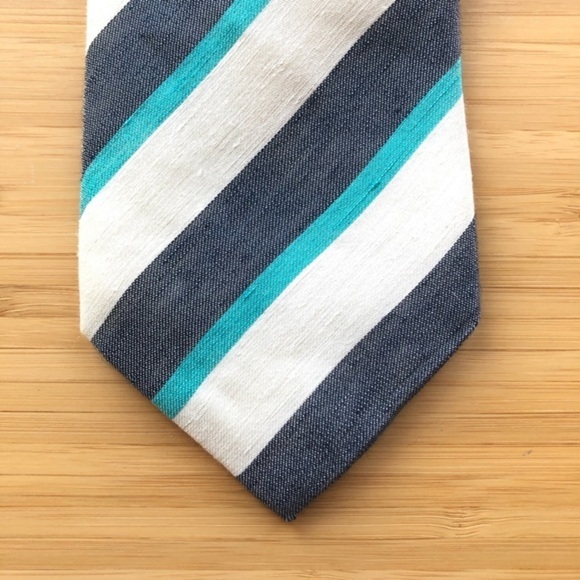 Peter Millar Silk Tie In Cream And Light Blue - Picture 8 of 8